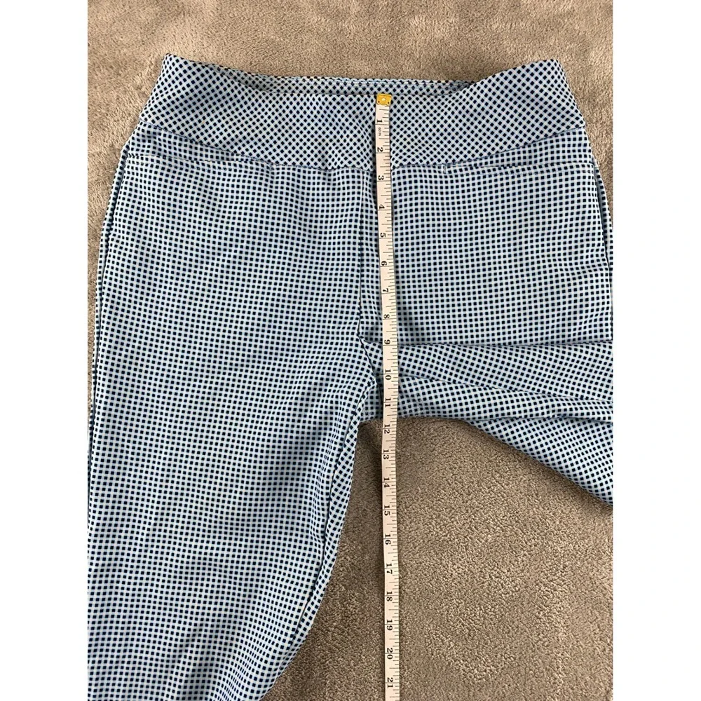 Acegole Womens Blue Gingham Golf Pants Straight Leg Pull On Trousers Size Medium